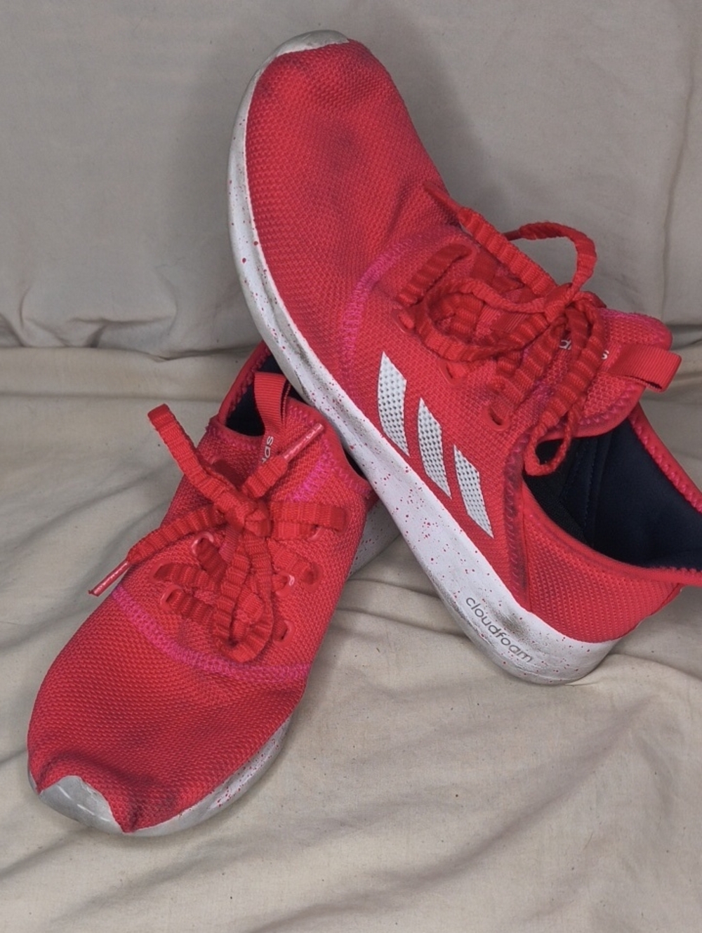 adidas Pink Women's Sneakers with White Three Stripes Pink Splatter Size 8.5 AE